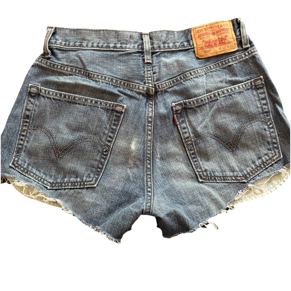 Levi's 569 Denim‎ Jean Cut Off Shorts 30 / 32  Raw Hem Cutoffs Blank Tag